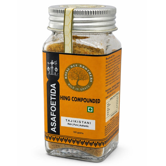 High-quality (asafoetida) with intense fragrance, enhances taste of dals, sabzis and curries. A classic Indian spice valued for flavor and digestion support.