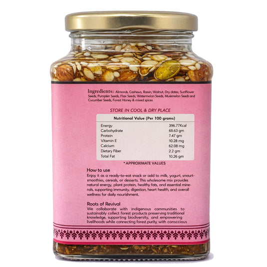 Forest Honey-soaked various types of Nuts and Seeds, Sun-Roasted for Aroma