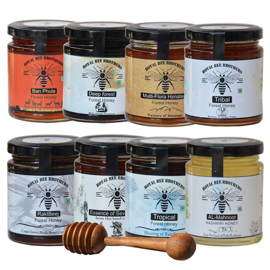 Rarest Forest Raw Honey Collection - (250 g * 8) - Royal Bee Brothers