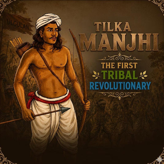 A premium historical illustration of the Indian tribal freedom fighter Baba Tilka Manjhi. 