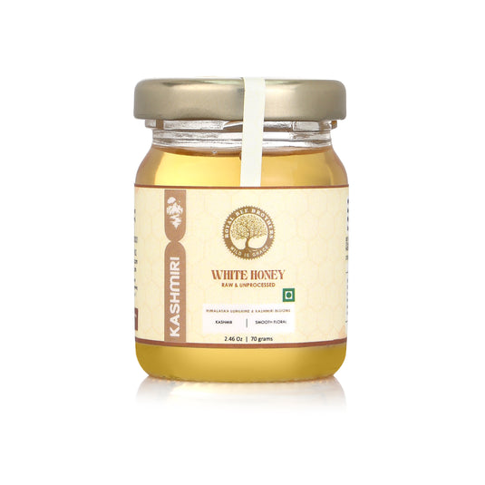 Exclusive seven honey jar collection featuring rare organic honey sourced ethically from tribal regions and Himalayan valleys of India