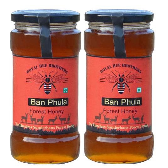 Mangrove honey bottle placed on Kalshi floral setting, sourced from wild bees