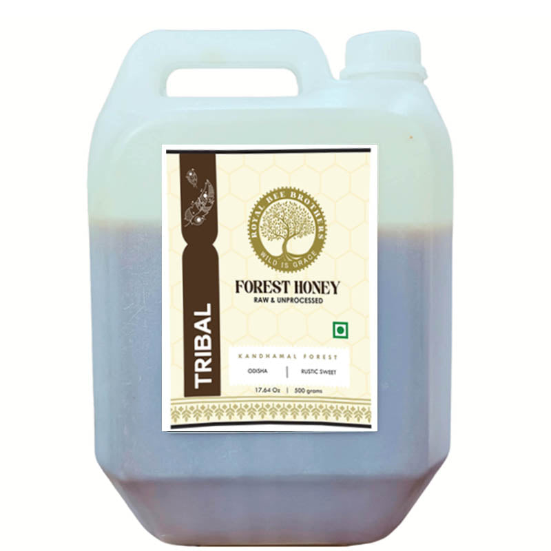Organic tribal forest honey gift jar by Royal Bee Brothers crafted from sustainably harvested wild honey in India