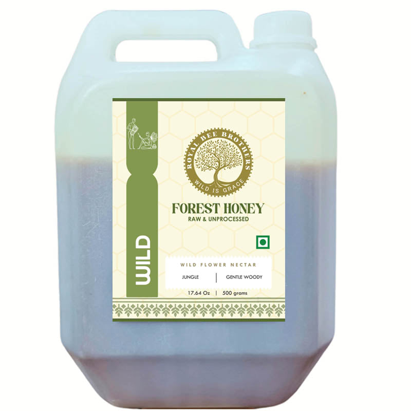 Premium NPOP certified organic honey jar with natural golden honey and eco-friendly packaging by Royal Bee Brothers