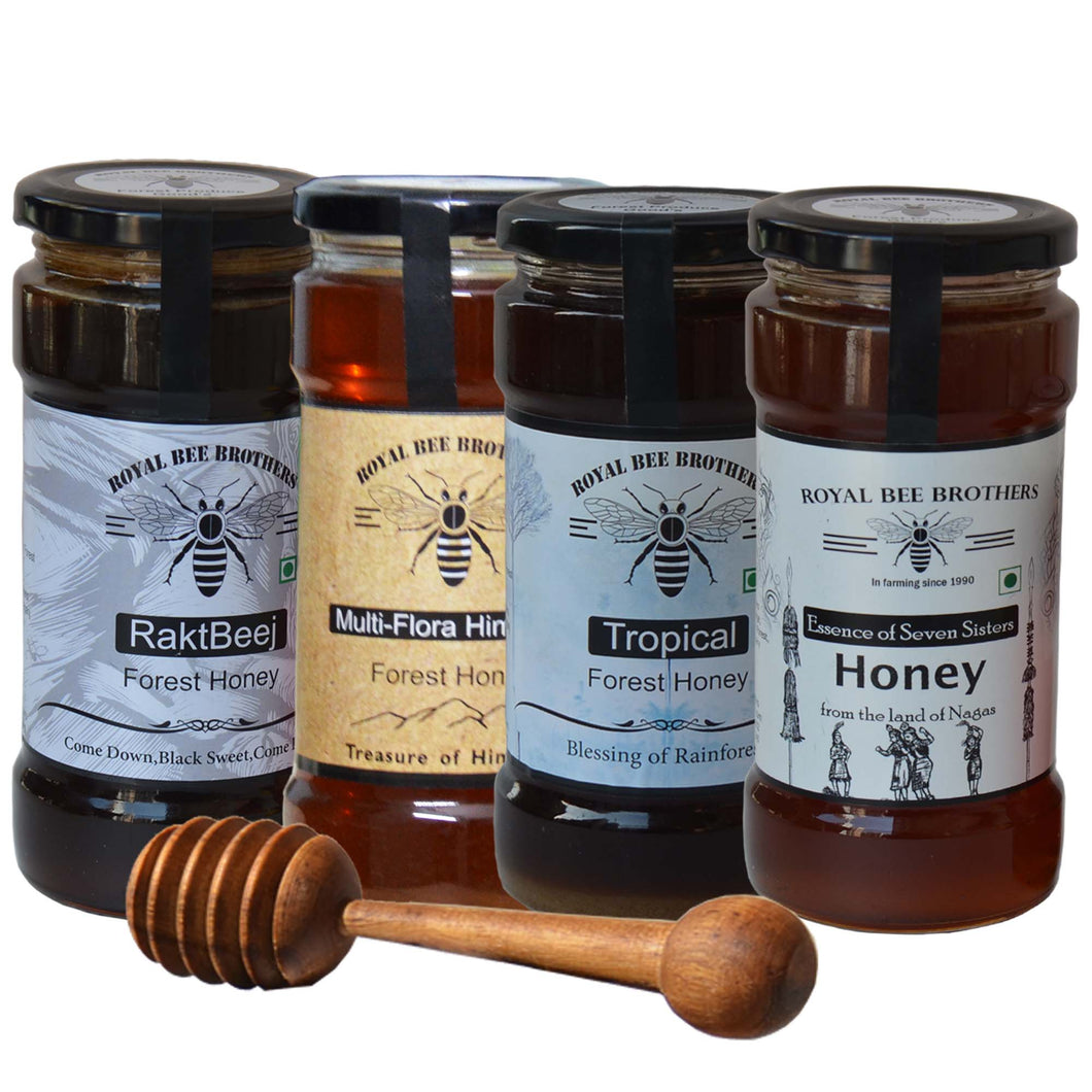 04 types of Raw Organic Forest Honey - 500g * 4 Royal Bee Brothers
