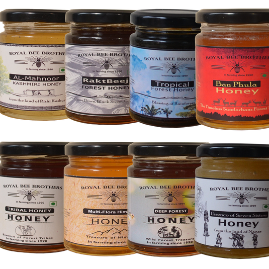 Rarest Forest Raw Honey Collection - (250 g * 8) - Royal Bee Brothers