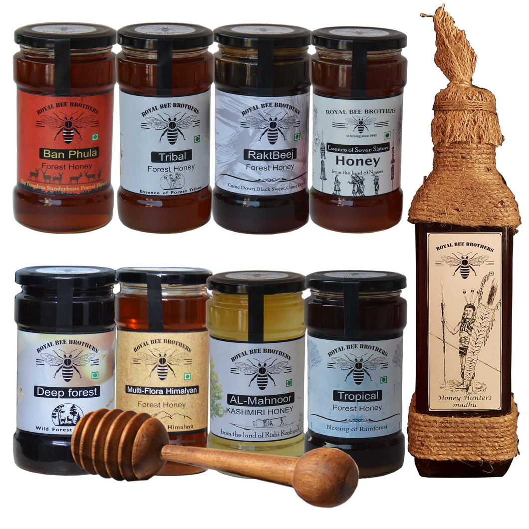 Varieties of 100% Pure & Organic Honey - 500g * 8 + 650g *1 - Royal Bee Brothers